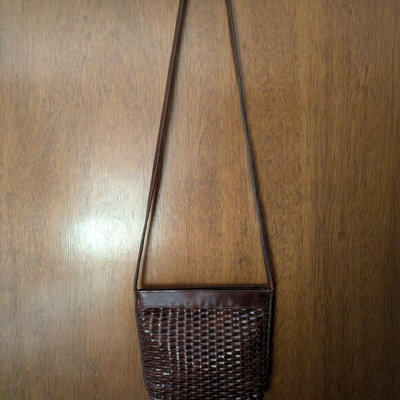 AMANDA SMITH - SHOULDER/CROSSBODY - BROWN LEATHER WOVEN PURSE - Picture 3 of 3